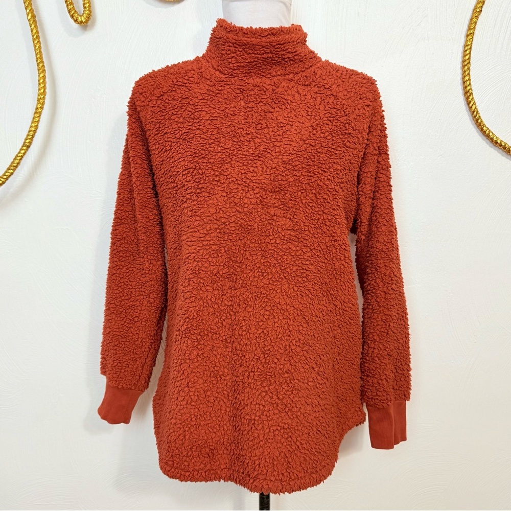 A.N.A. Sherpa Light Brown Super Soft Fleece roll neck sweater size Large